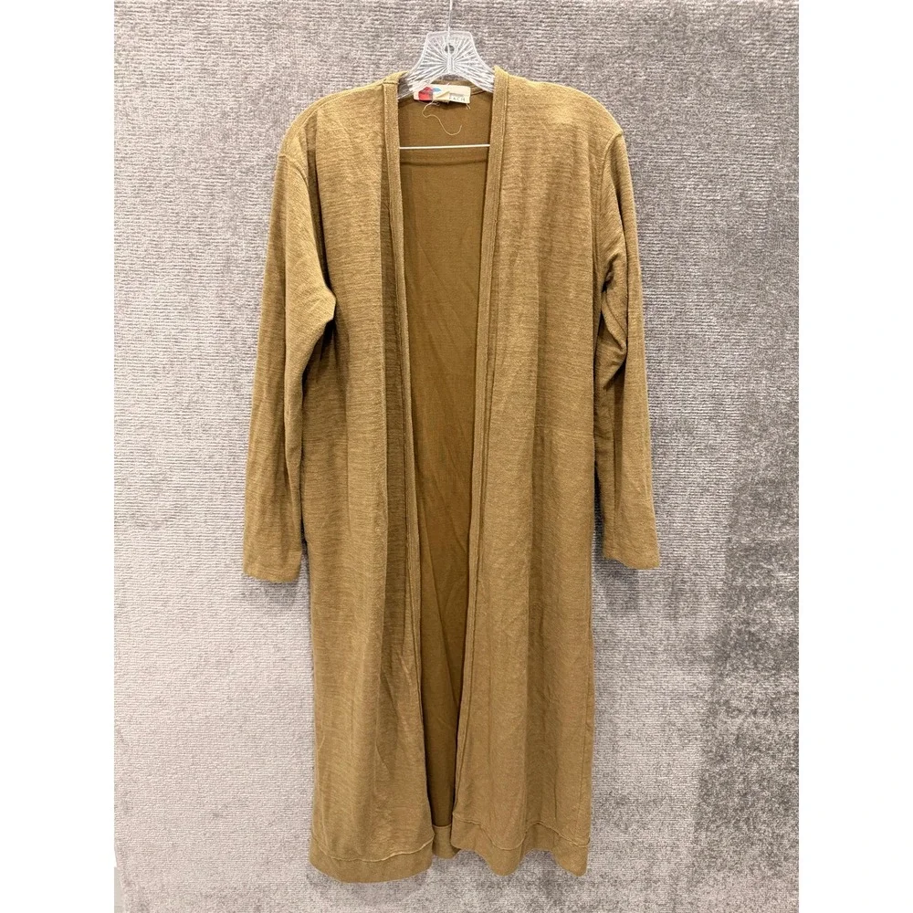 Free People FP Beach Cardigan Womens Small Tan Slub Knit Longline Open Front